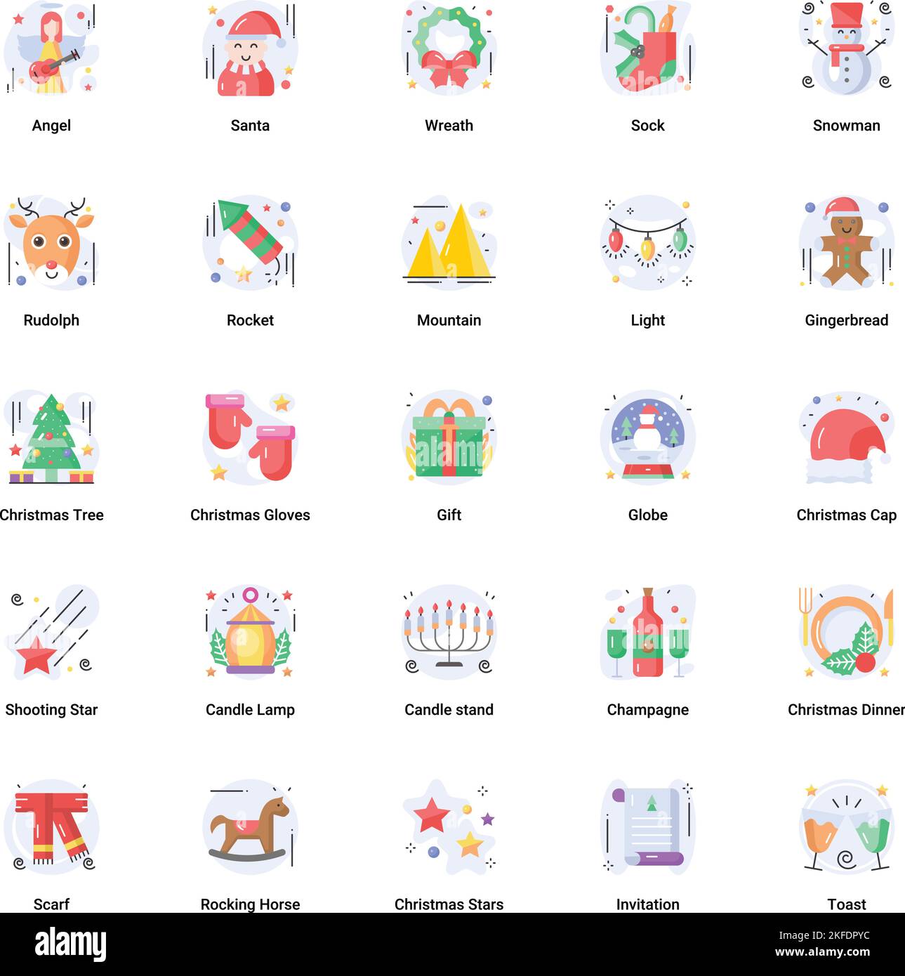 Christmas and New Year Flat Stock Vector