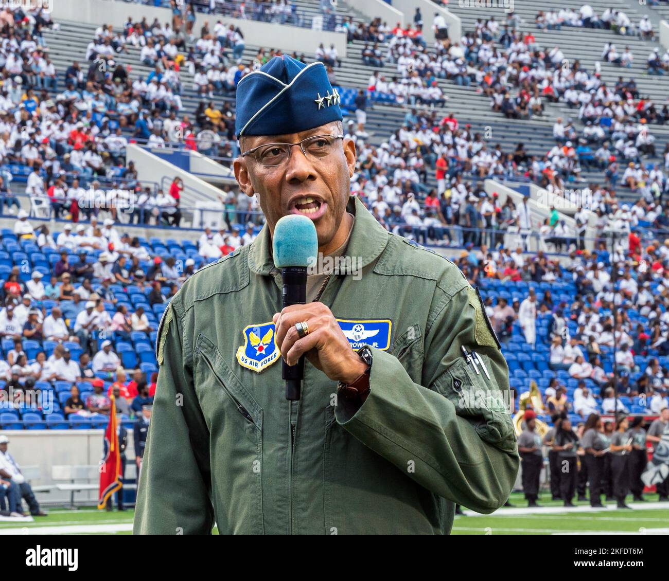 Air Force, Chief of Staff Gen. CQ Brown, Jr. speaks to members of the ...