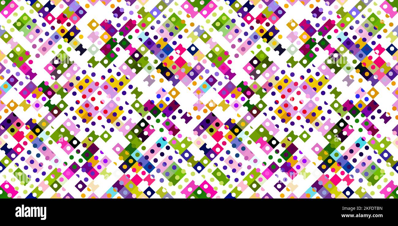 Whimsical geometric pixel pattern. Playful fun kaleidoscopic pink ...
