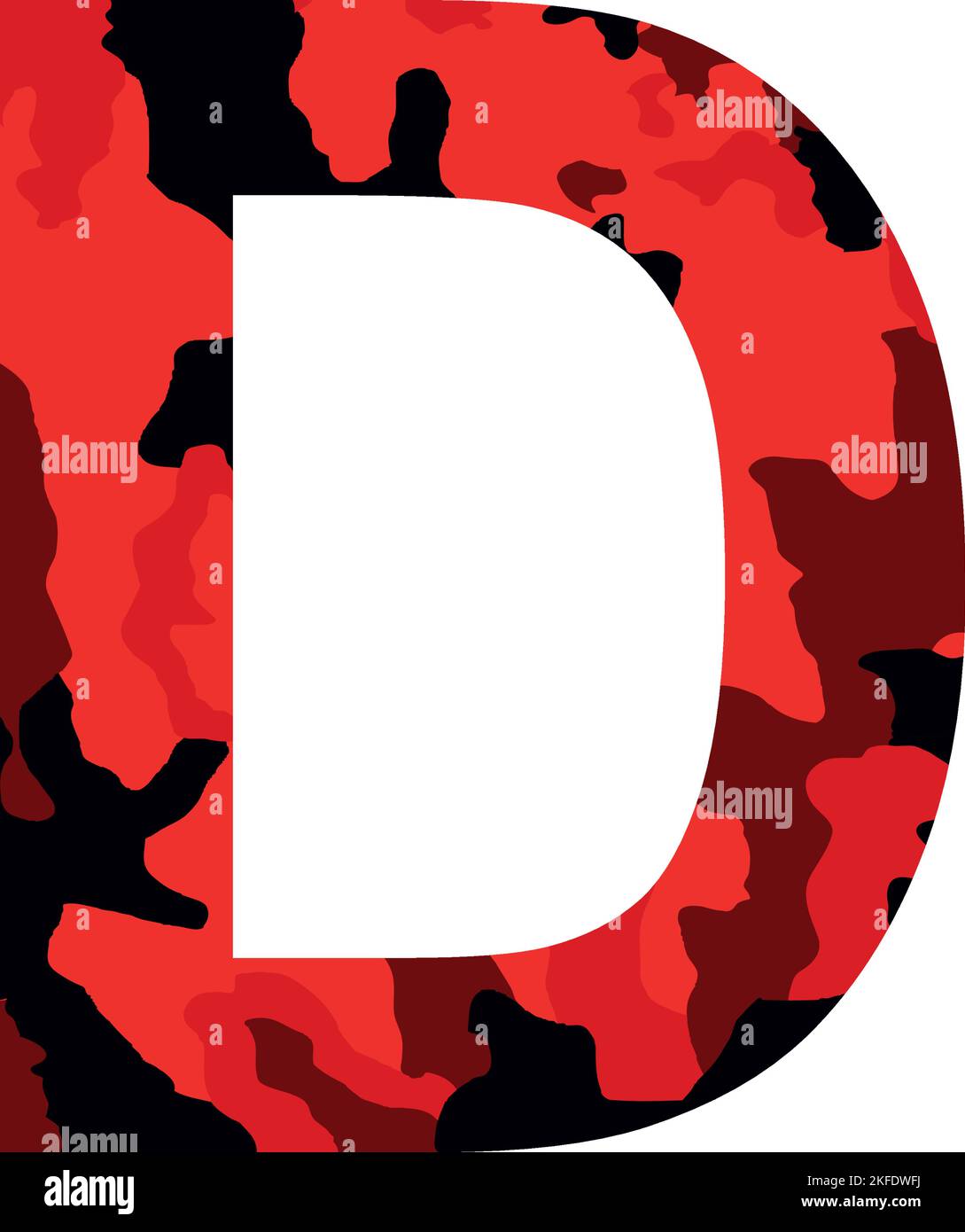 English alphabet letter D, khaki style isolated on white background ...