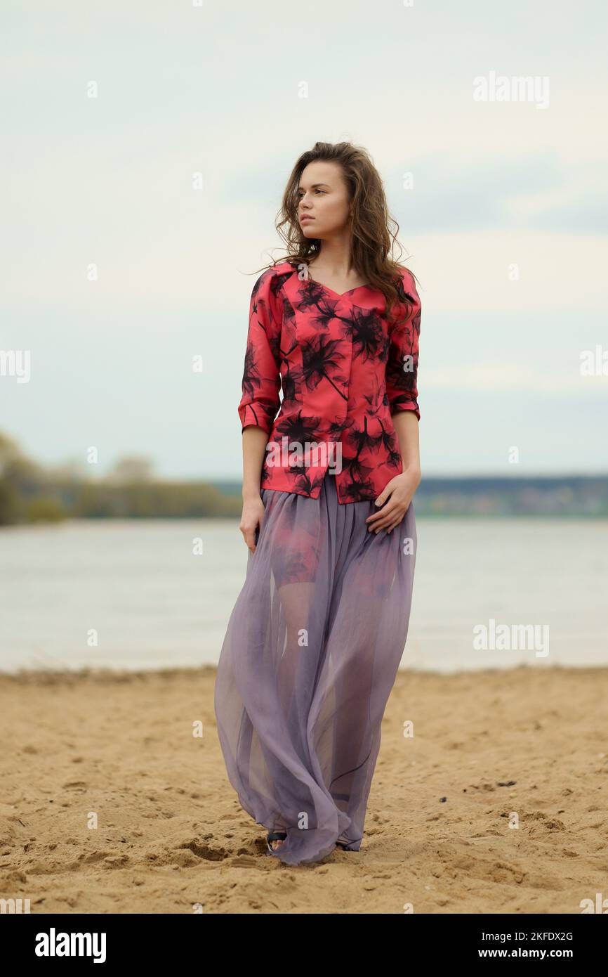 Woman windy skirt hi-res stock photography and images - Alamy