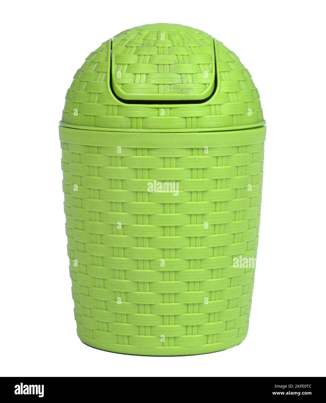 Small green plastic bin isolated on white background Stock Photo - Alamy