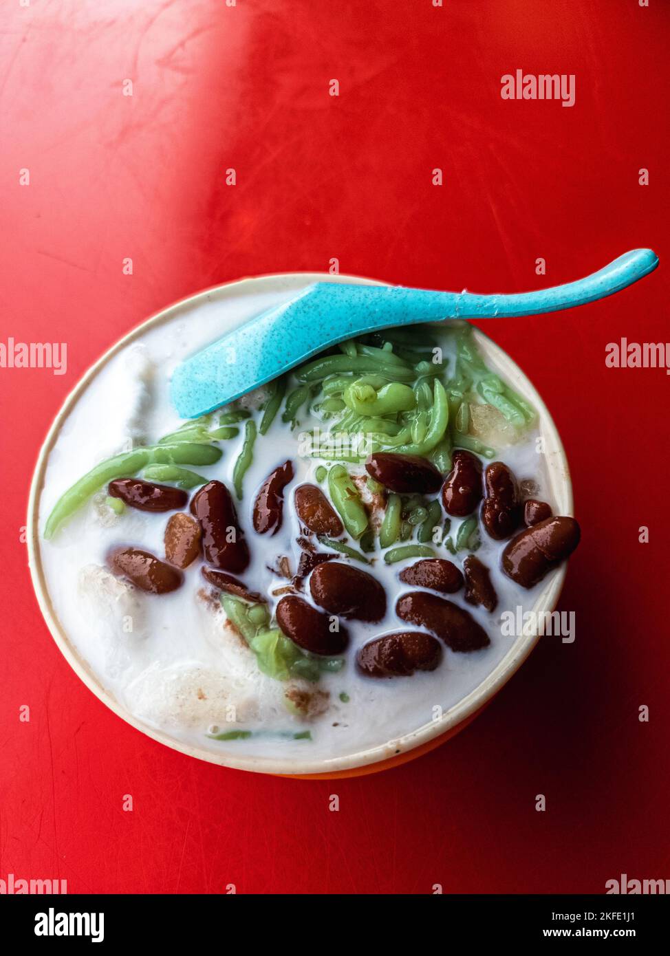 Malaysia traditional iced sweet dessert Cendol served in a bowl with