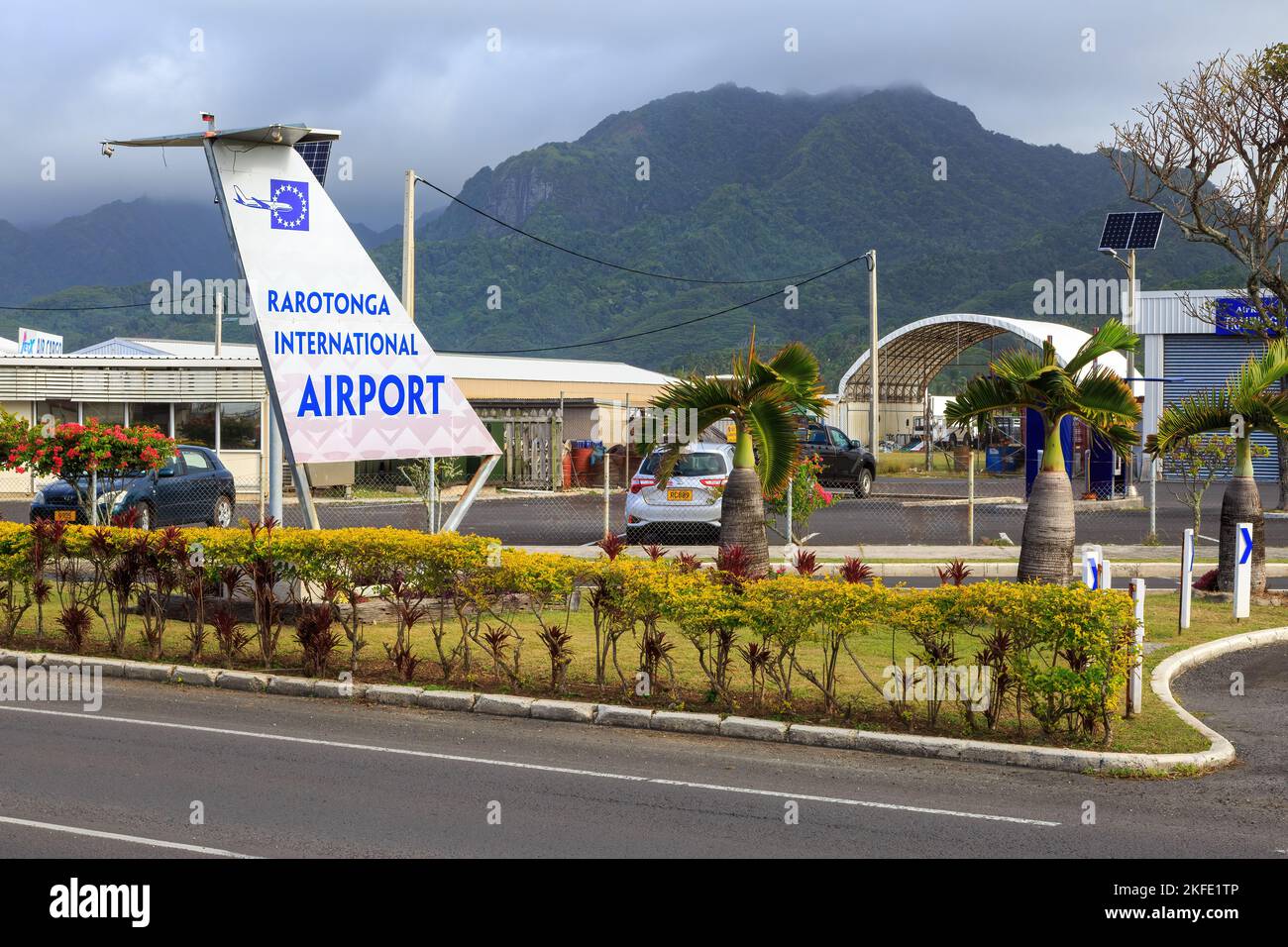 Rarotonga International Airport, the main point of entry to the tropical island of Rarotonga, Cook Islands Stock Photo