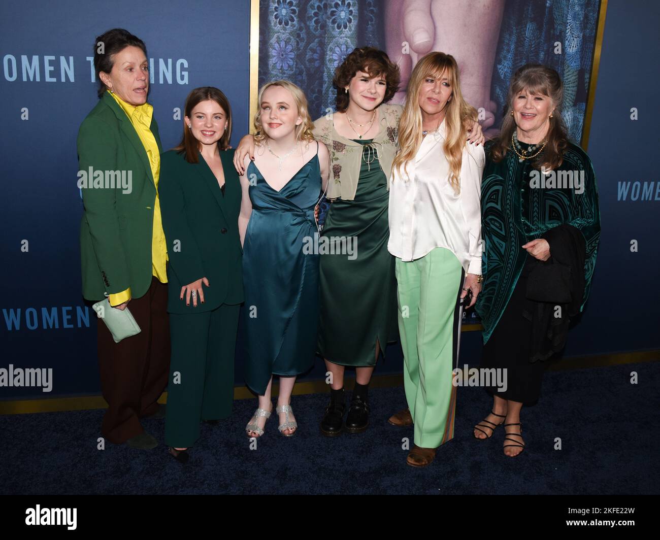 November 17, 2022, Beverly Hills, California, USA: (L-R) Frances McDormand, Kate Hallett, Shayla Brown, Liv McNeil, Dede Gardner and Judith Ivey attend the Los Angeles Premiere of ''Women Talking' (Credit Image: © Billy Bennight/ZUMA Press Wire) Stock Photo