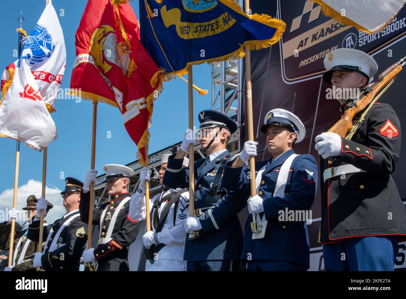 Nascar Color Guard A Joint Color Guard prepares to present the colors for the National ...