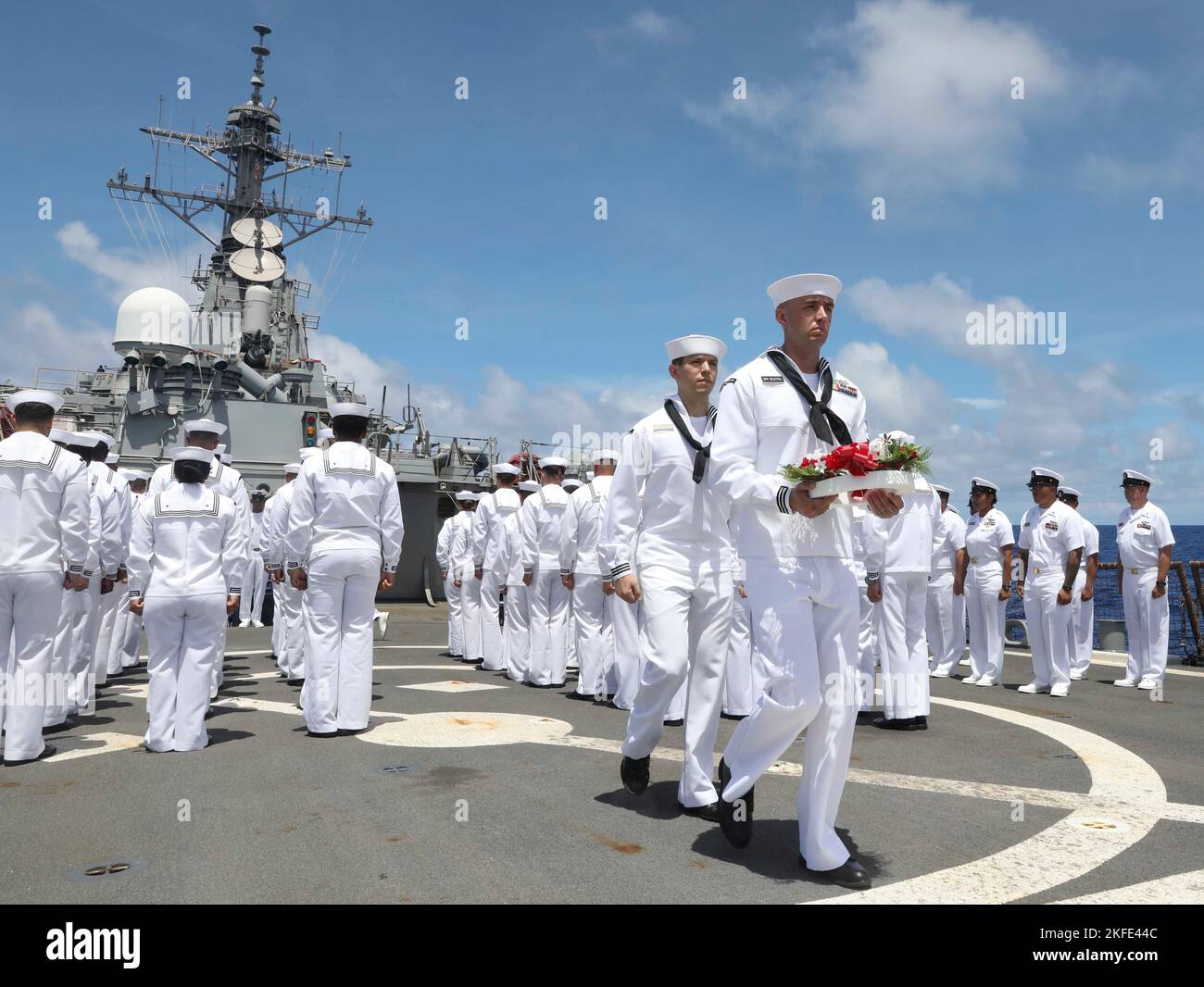 PHILIPPINE SEA (Sept. 11, 2022) Yeoman 1st Class Matthew Rodriguez, from St. Louis, and Gas