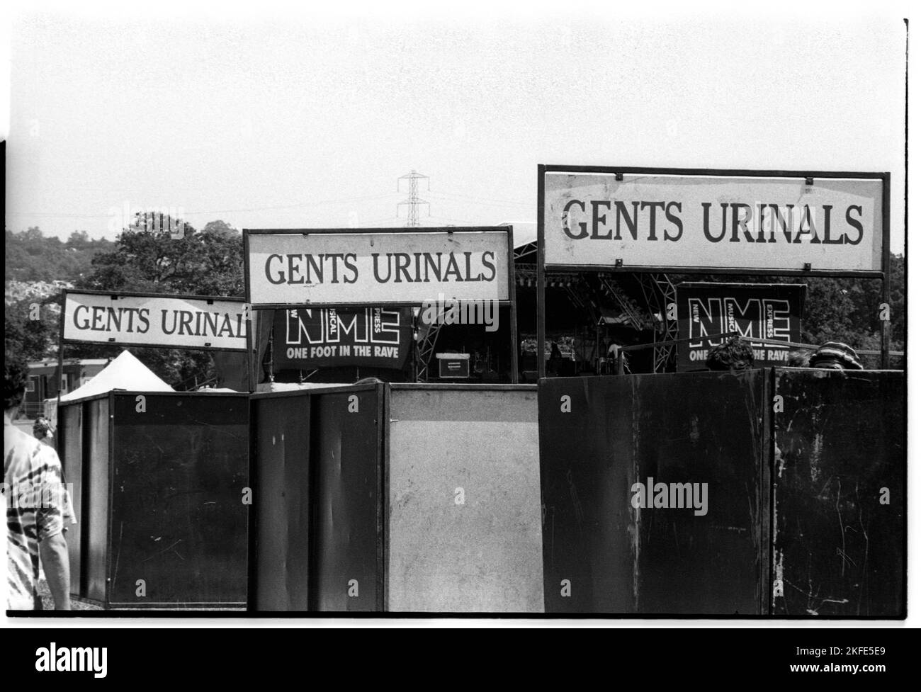 The infamous Gents urinals toilets at the NME Stage at Glastonbury Festival, Pilton, England, June 25-27 1993. Photograph: ROB WATKINS Stock Photo
