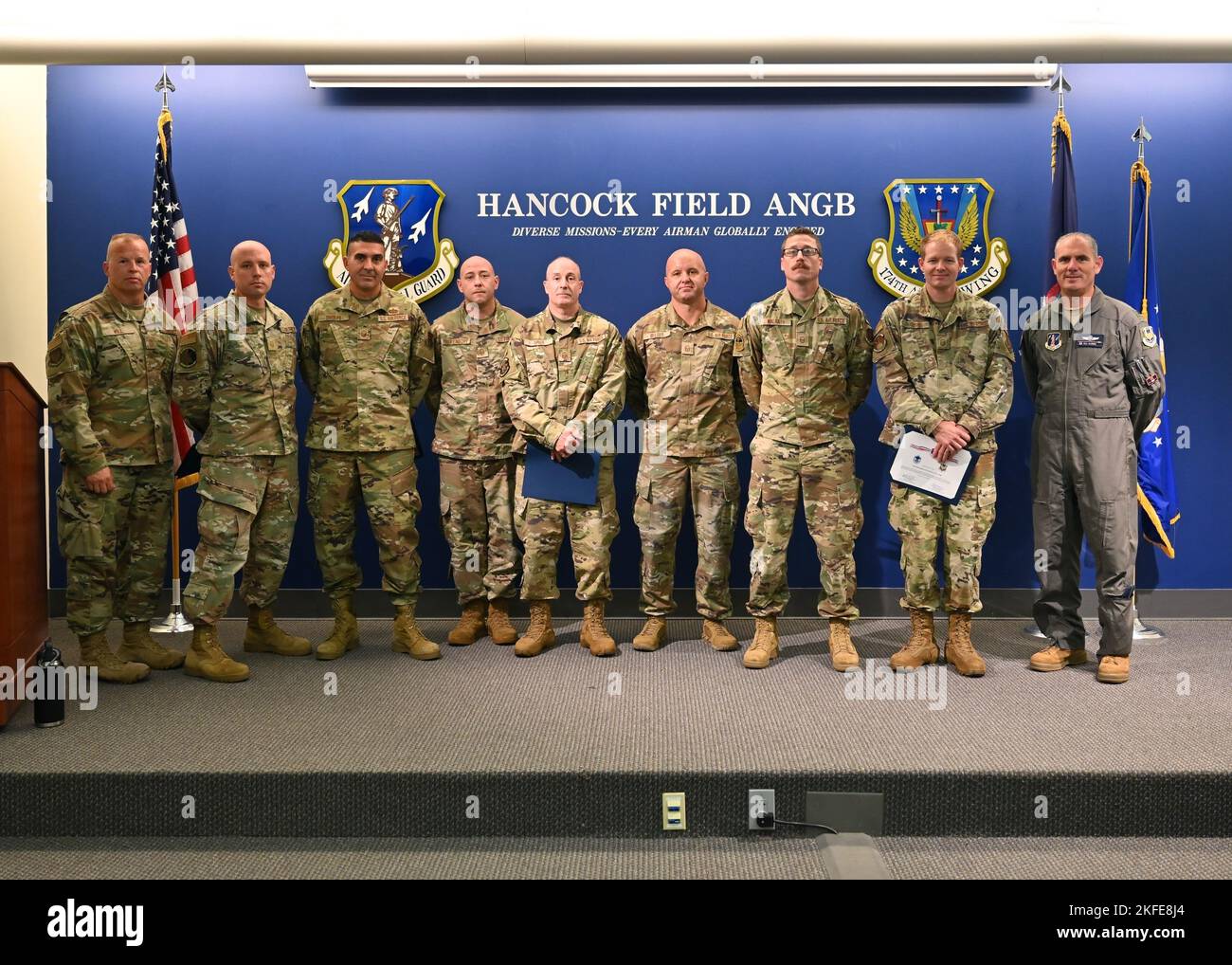 The 174th Attack Wing's newly promoted master sergeants gather for a