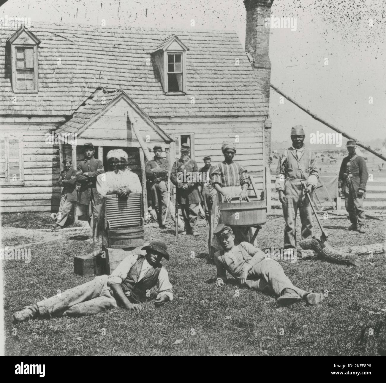 Group of contrabands at Allen's farm house near Williamsburg Road, in