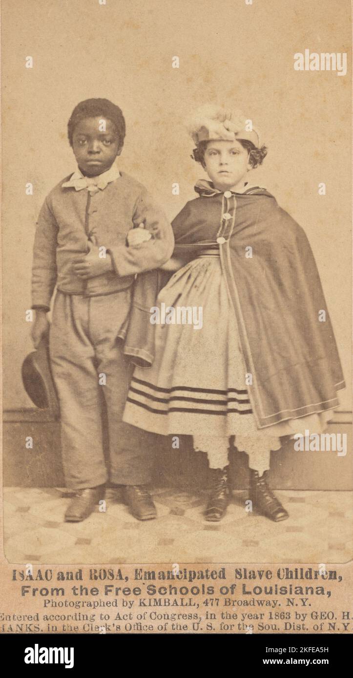 Isaac and Rosa, emancipated slave children, 1863. Stock Photo