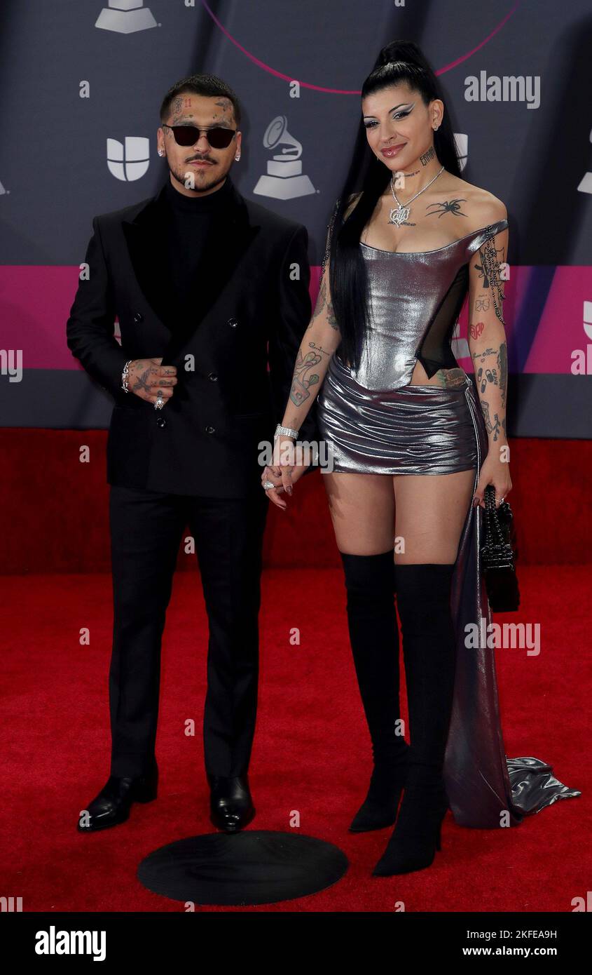 Las Vegas, NV, USA. 17th Nov, 2022. Christian Nodal, Cazzu at arrivals