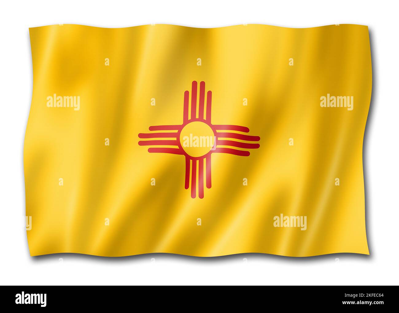 New Mexico flag, united states waving banner collection. 3D