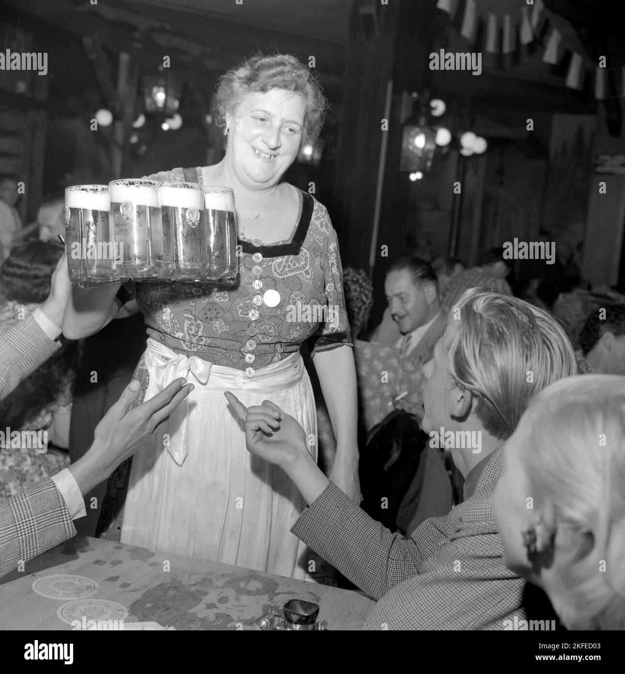 Bierhaus Zillertal. The worlds oldest beer tavern with room for 1200 guests. Hamburg 15 july 1952. Stock Photo