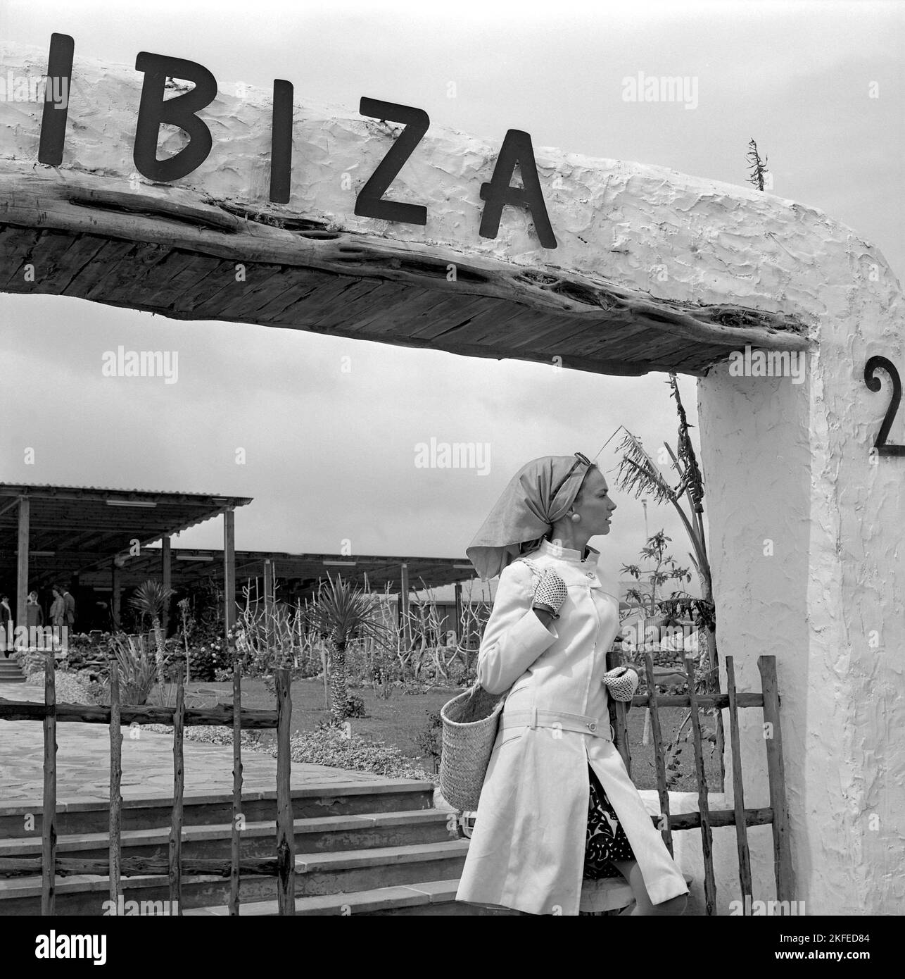 Fashion shoot on the spanish island in the 1960s. A fashion model