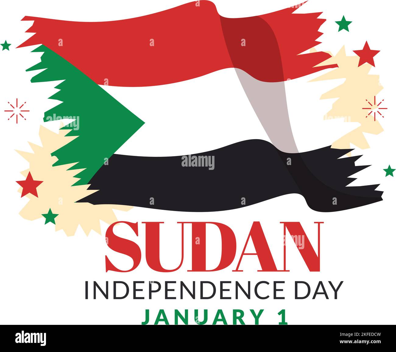 Sudan Independence Day on on January 1st with Flags and Sudanese