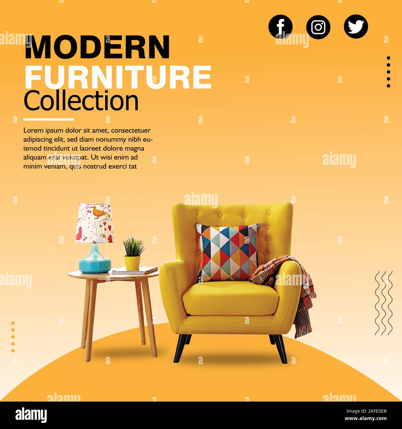 Social Media Post For Furniture Collection Fully Editable Stock Vector