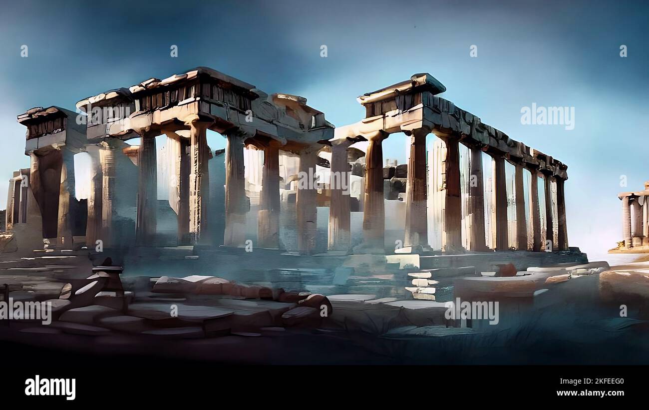 Ancient Greek Temple Illustration, Drawing Stock Photo - Alamy