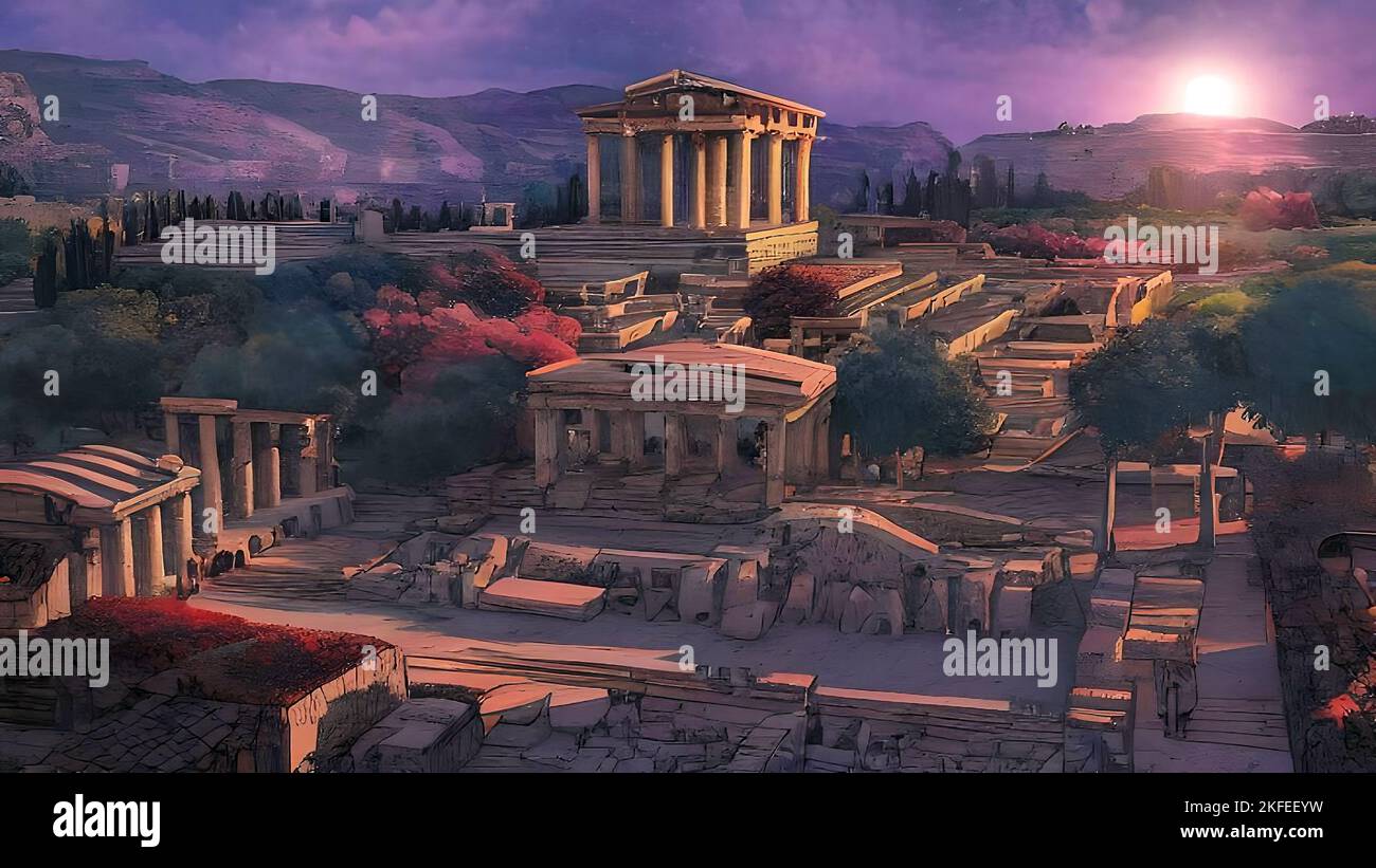 Ancient Greek Temple Illustration, Drawing Stock Photo - Alamy