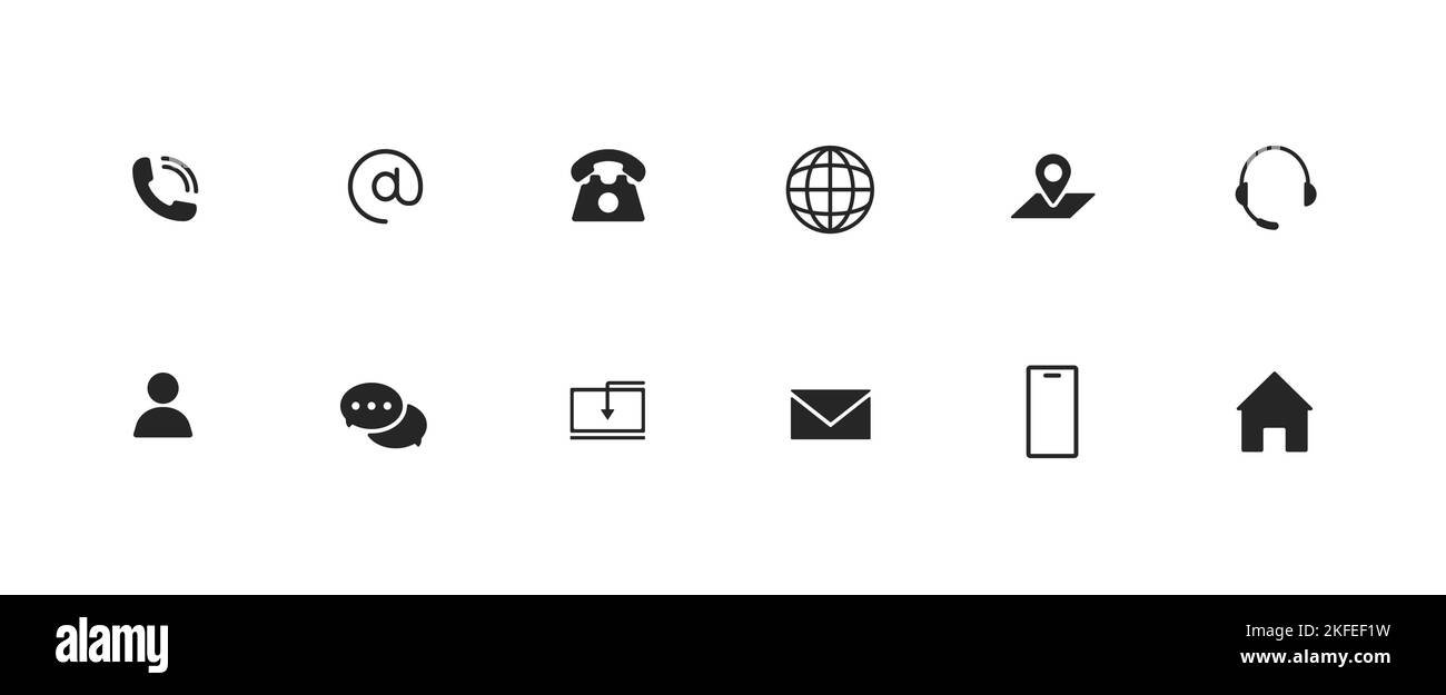 Communication and contacts icons set Stock Vector Image & Art - Alamy