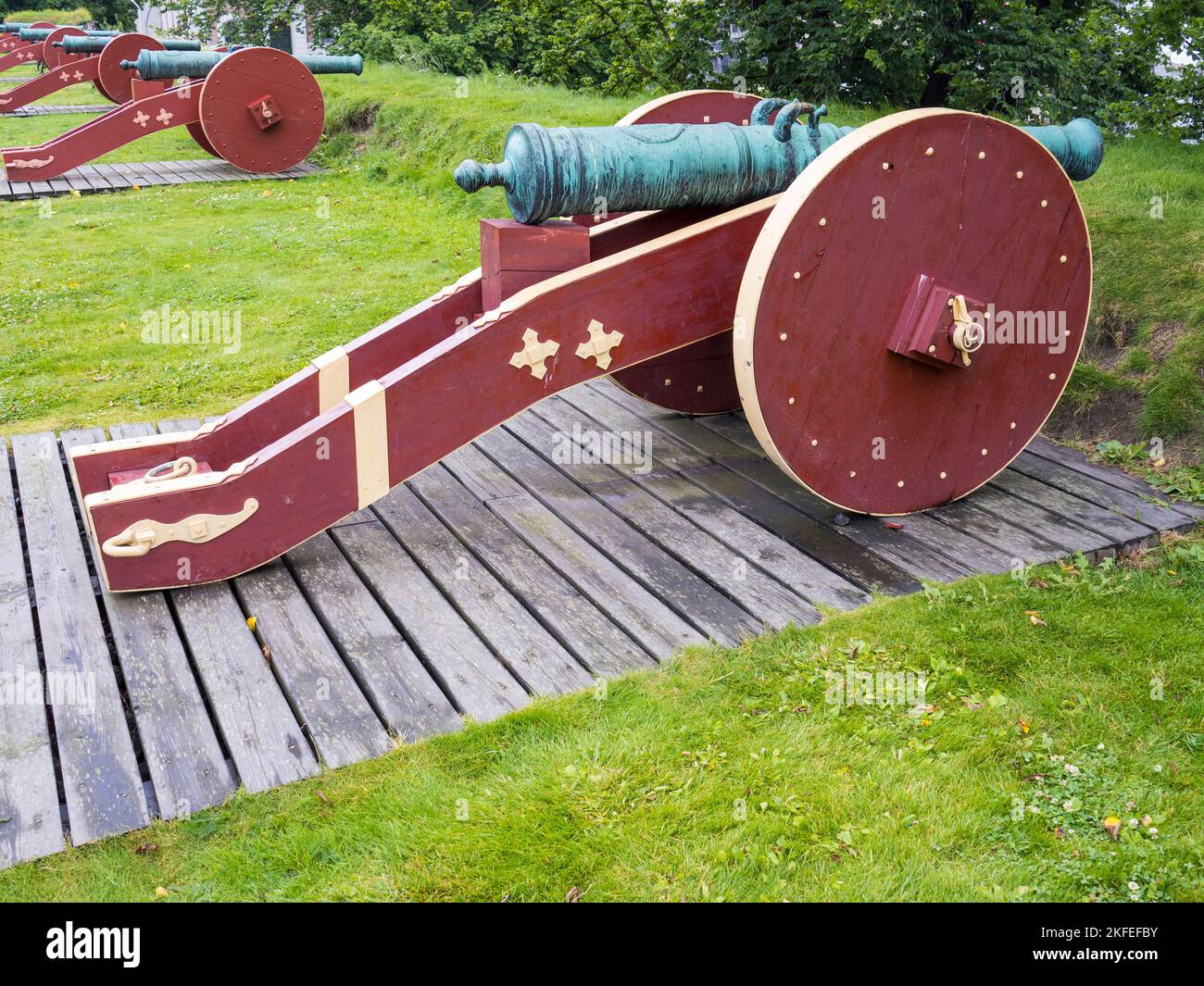Cannons on Ramparts, Akershus Castle, Oslo, Norway, Scandinavia, Europe. Stock Photo