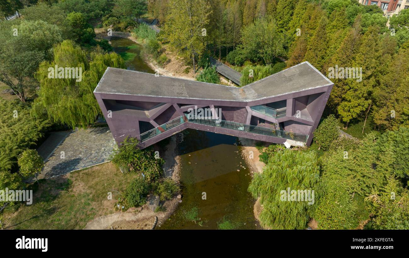 Photo taken from aerial view shows the Jinhua Architecture Park in ...