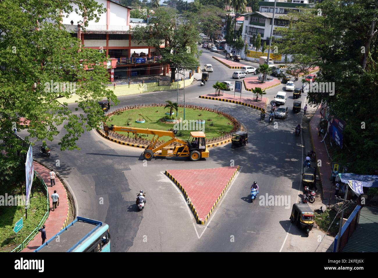 Traffic roundabout, Port Blair, South Andaman Island, Andaman and Nicobar Islands, Union Territory, UT, India Stock Photo