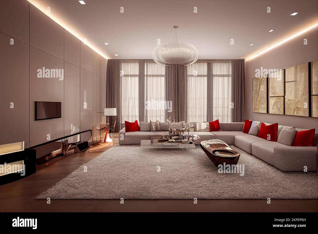 modern living room interior Illustration Stock Photo - Alamy