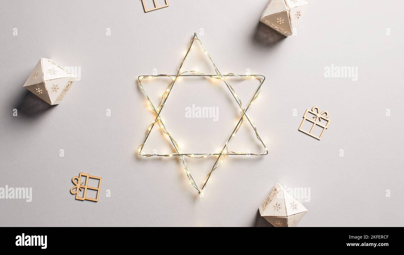 Hanukkah Jewish star Background. Hanukkah celebration Stock Photo