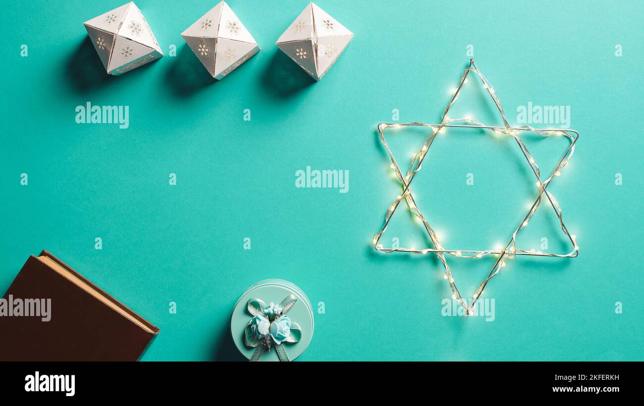 Hanukkah Jewish star Background. Hanukkah celebration Stock Photo