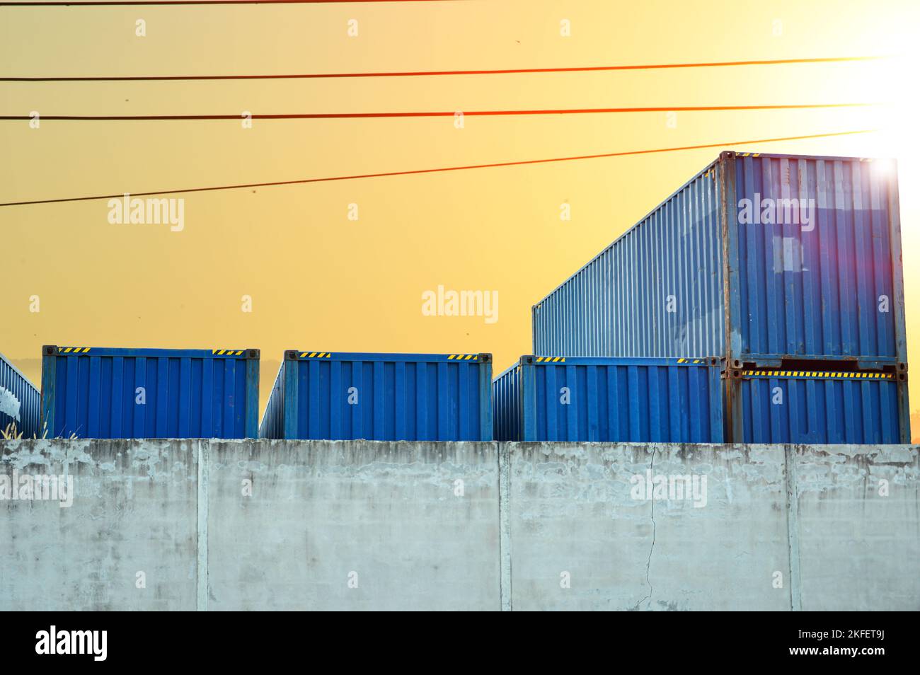 large container image with blue Stock Photo Alamy