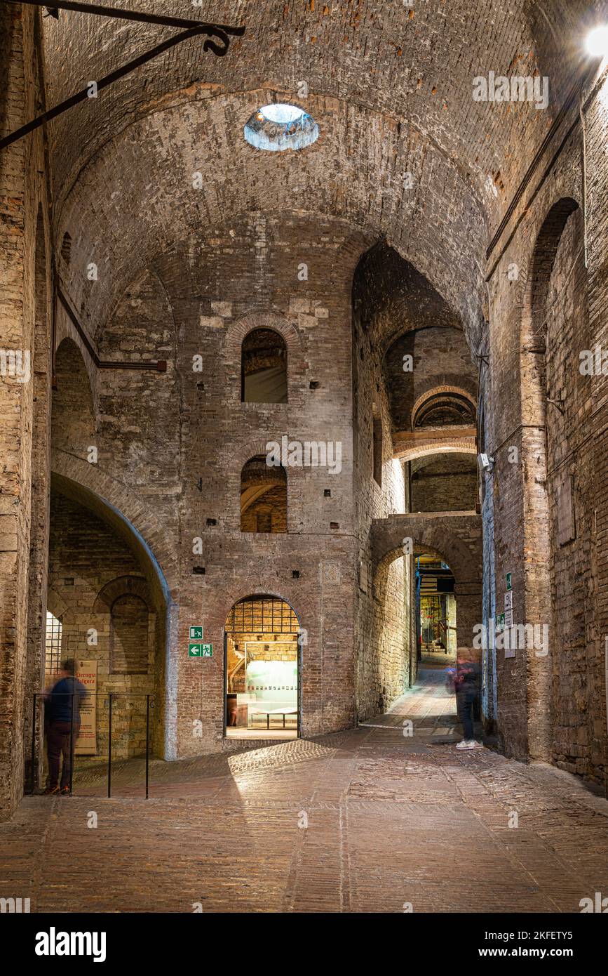 The underground tunnels and archways of the 16th century medieval fortress of Rocca Paolina. Perugia, Umbria, Italy Stock Photo