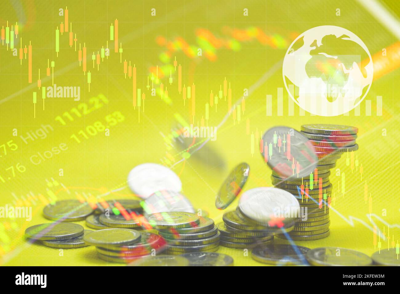 Concept, global inflation that every country has to face, interest rate rise Stock Photo