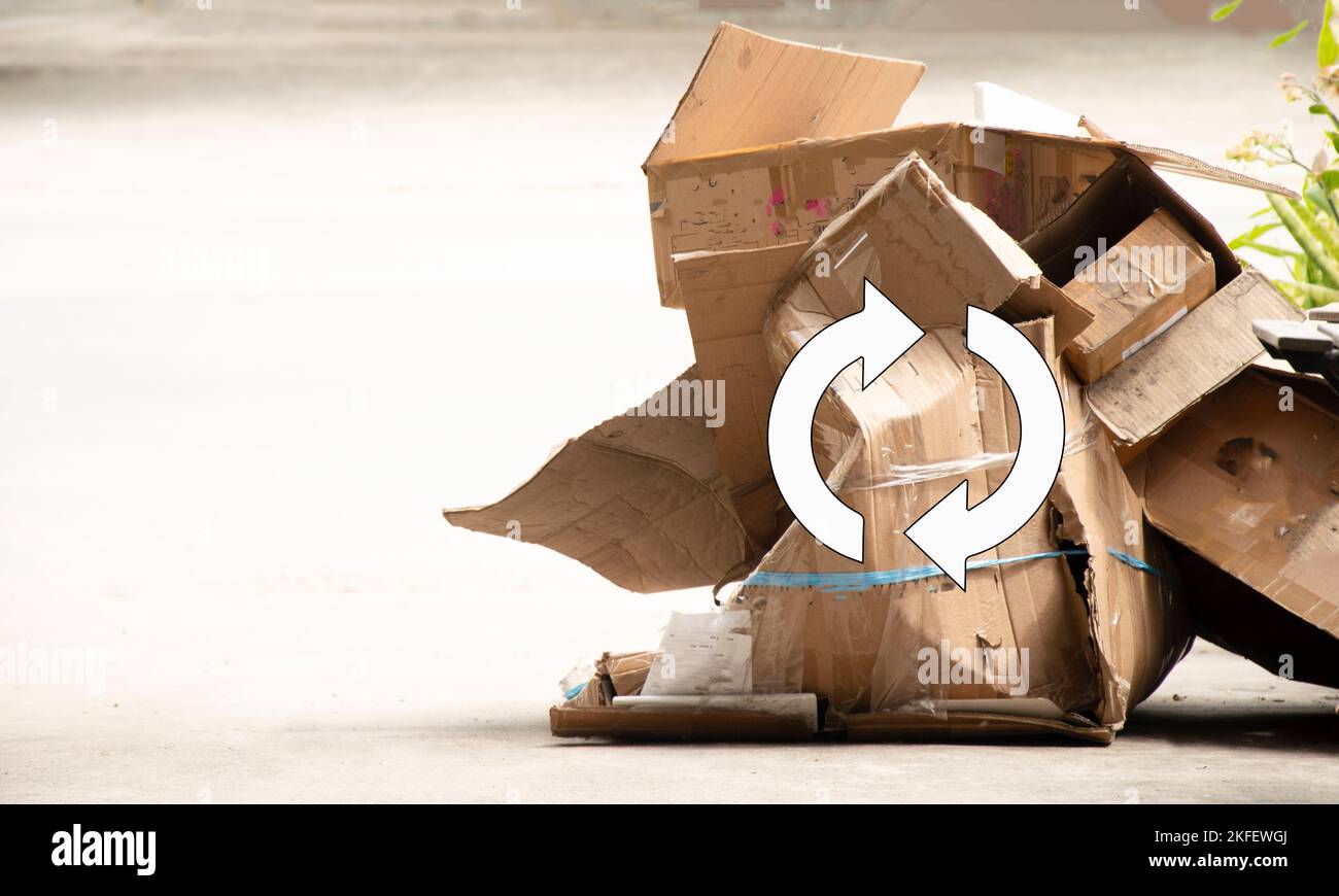 The old cardboard box is no longer in use. Waiting to be recycled