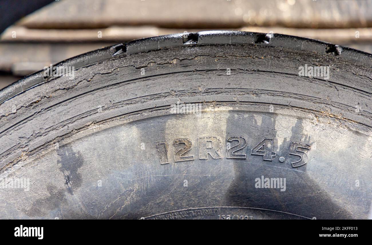 detail image of a large truck tire Stock Photo