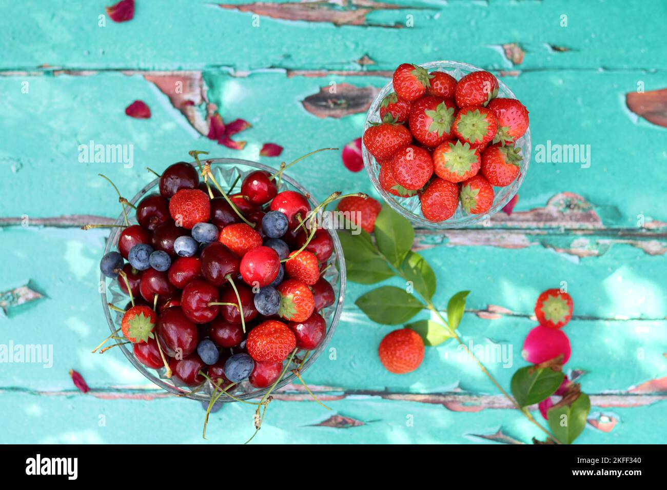 Simple composition still life photo with fresh berries. Seasonal fruit close up photo. Eating healthy concept. Stock Photo