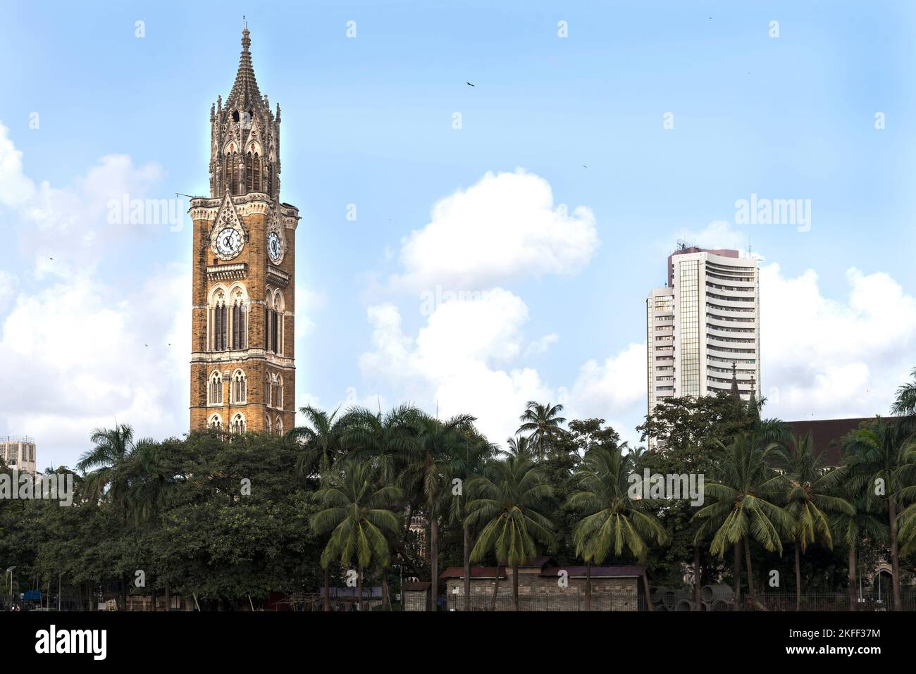 Rajabai Clock Tower and Bombay Stock Exchange, Bombay, Mumbai, Maharashtra, India Stock Photo