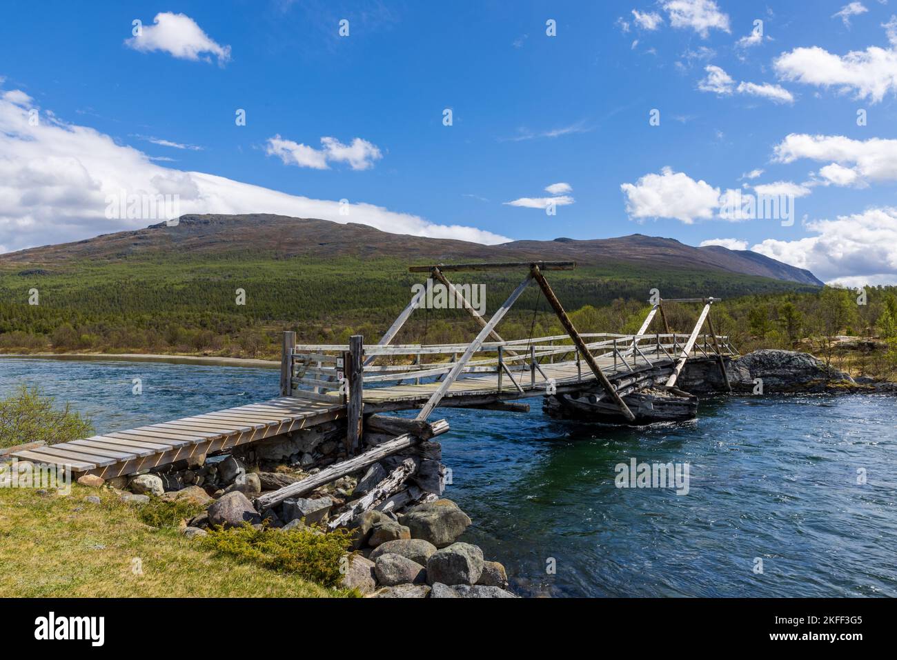 Historische Brücke am Valdrez Touristvegen, Norwegen Stock Photo