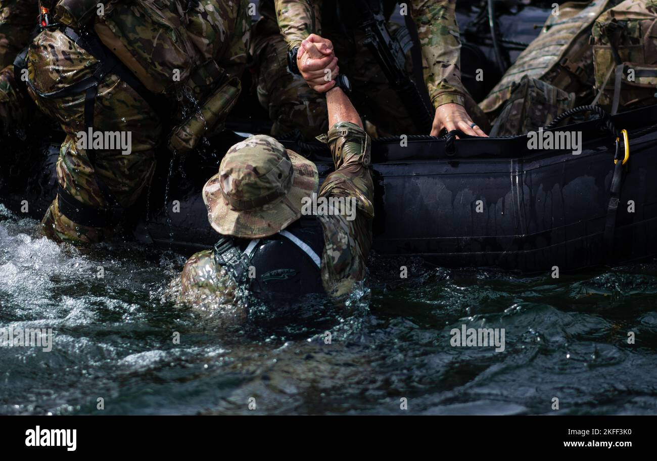 A Reserve Citizen Airman from the 304th Rescue Squadron receives a ...