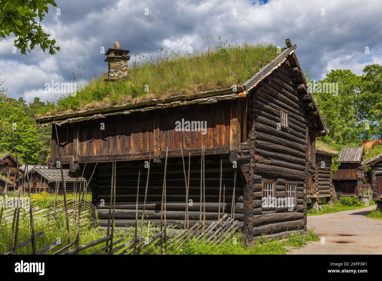 Historische Häuser im Norsk Folkemuseet, Oslo, Norwegen Stock Photo