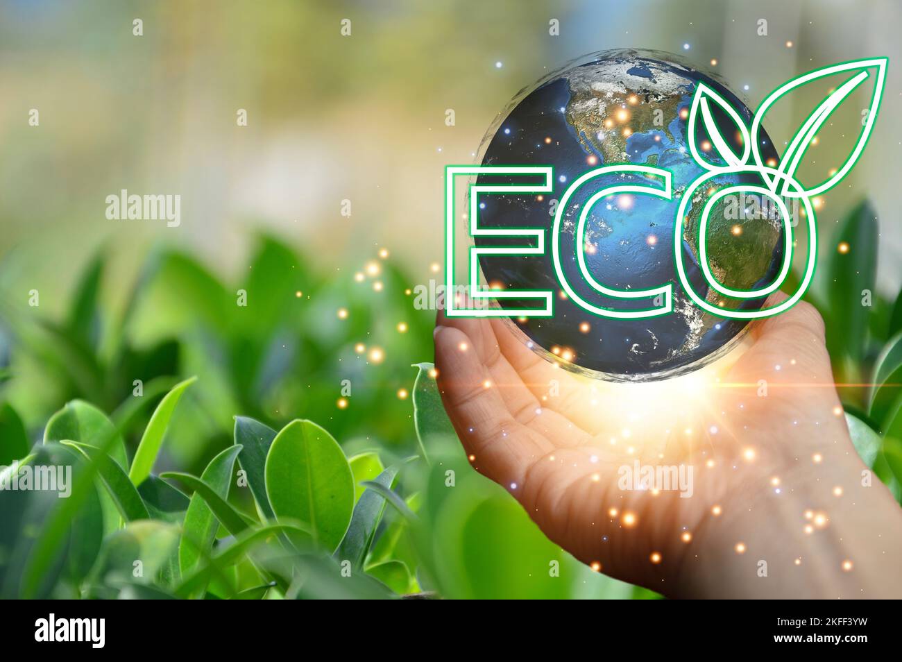 Concept of good world ecosystem, green world Stock Photo