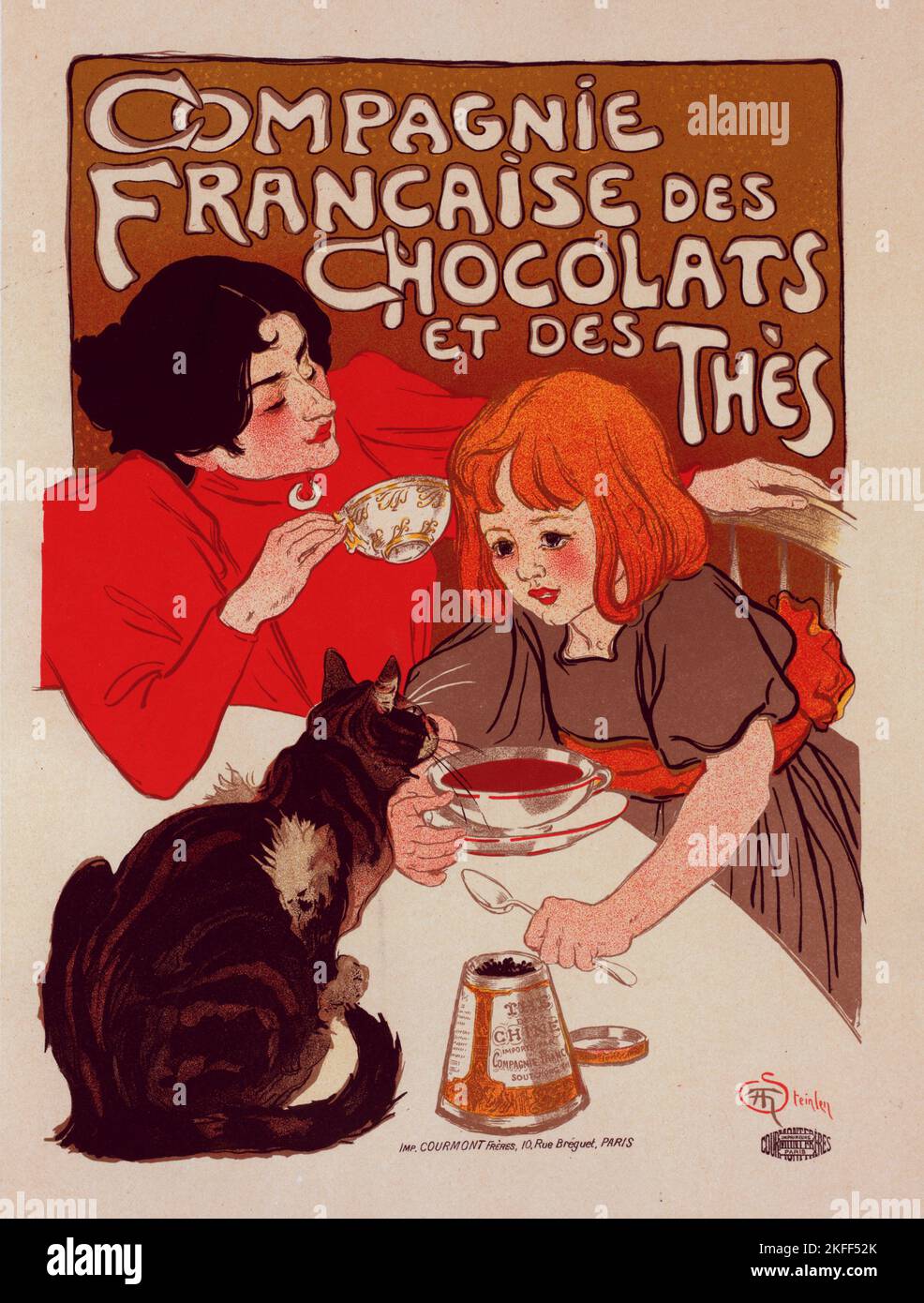 Affiche pour le &quot;Chocolat de la Compagnie Fran&#xe7;aise&quot;., c1899. [Publisher: Imprimerie Chaix; Place: Paris] Stock Photo