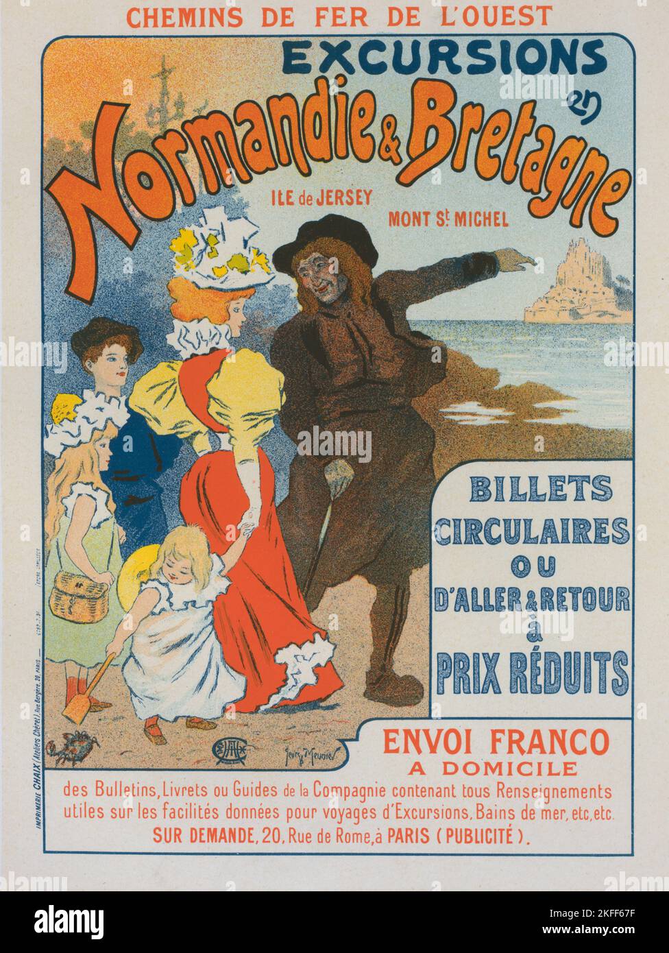 Affiche pour la Compagnie des Chemins de fer de l'Ouest,