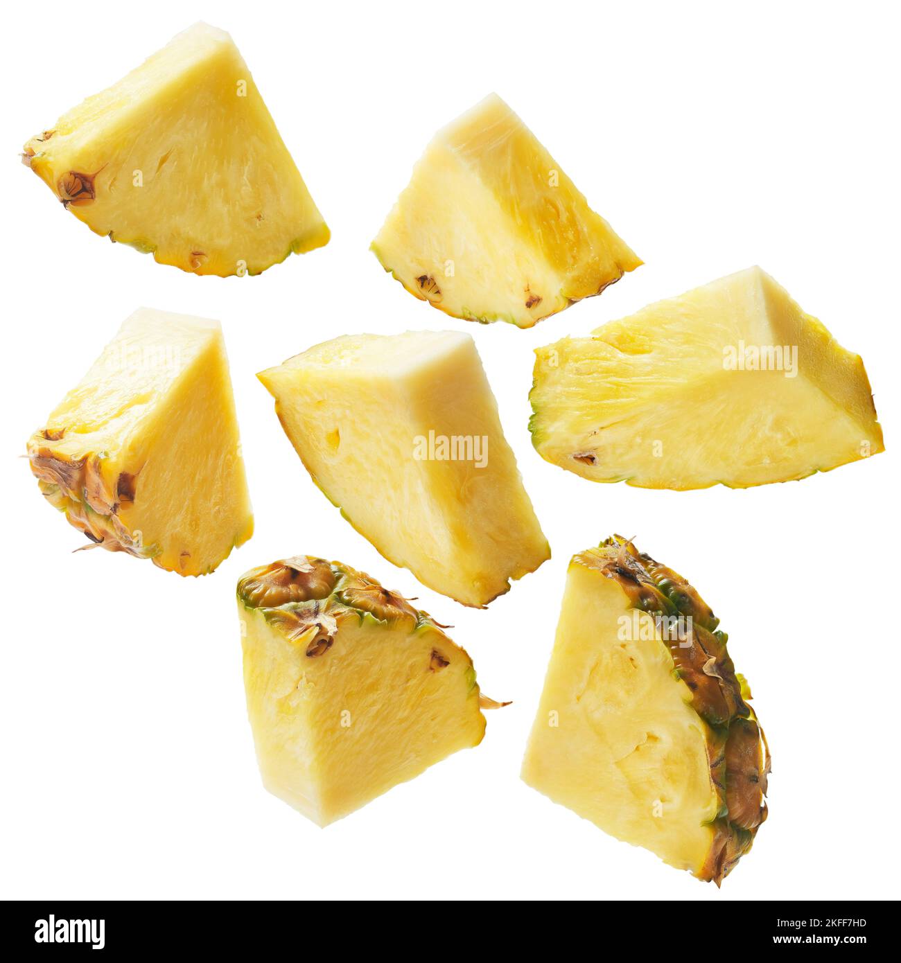 Flying pineapple slices Stock Photo