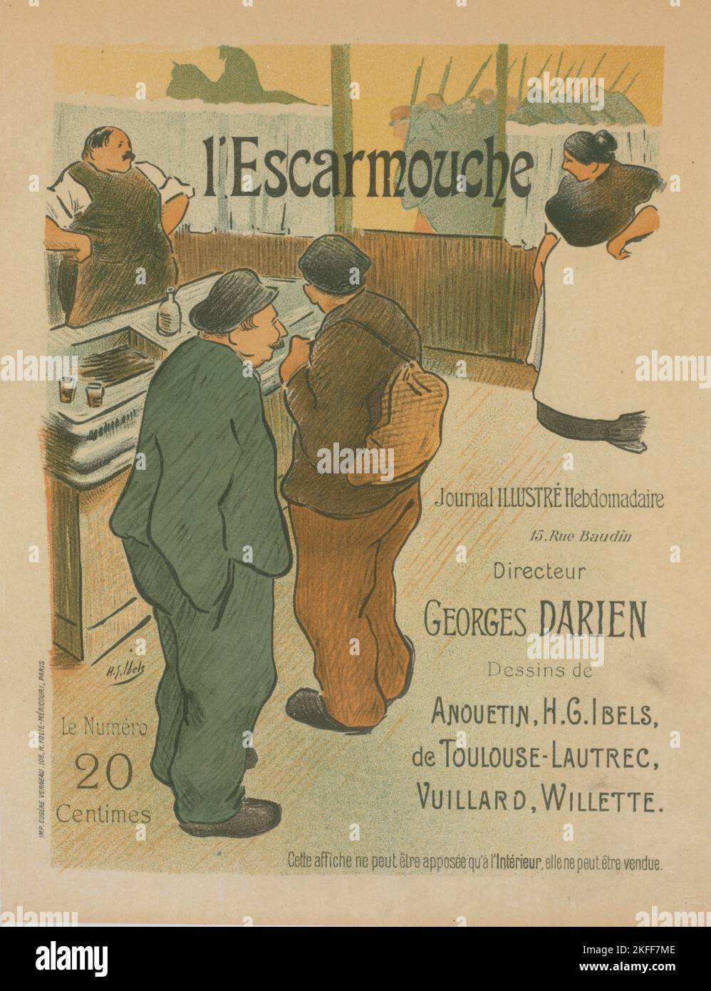 Affiche pour le journal illustr&#xe9; &quot;l'Escarmouche&quot;., c1896. [Publisher: Imprimerie Chaix; Place: Paris] Stock Photo