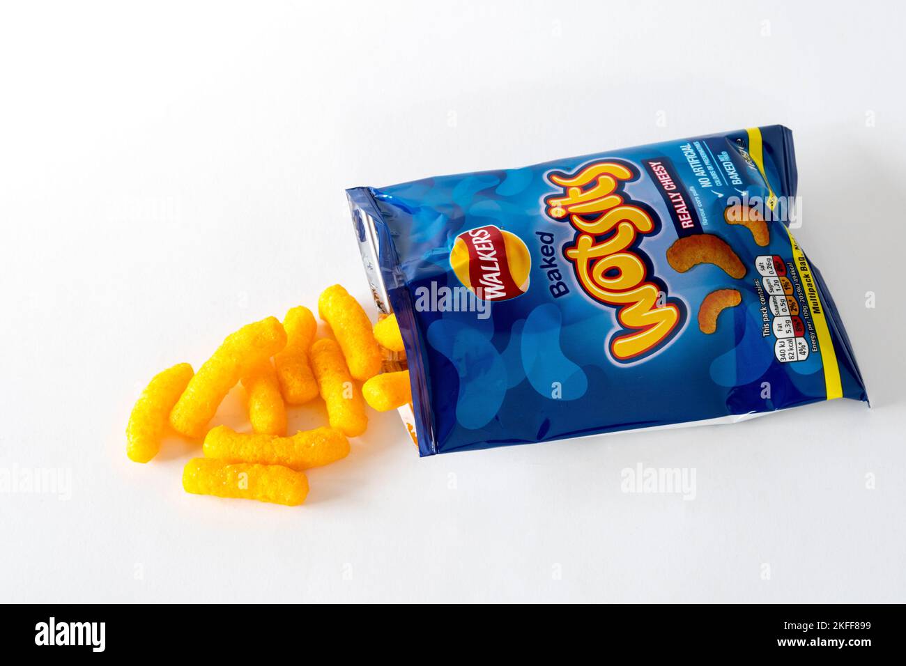 A packet of cheese  flavoured Wotsits, made by Walkers. Stock Photo