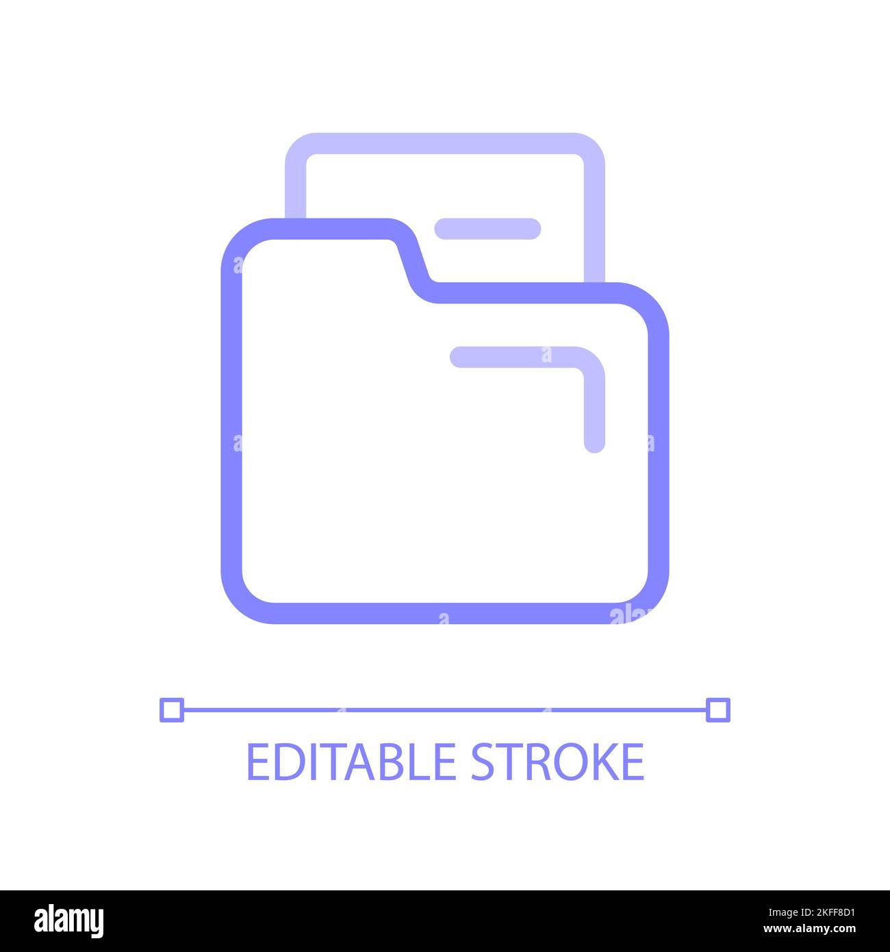 Document in folder pixel perfect color linear ui icon Stock Vector