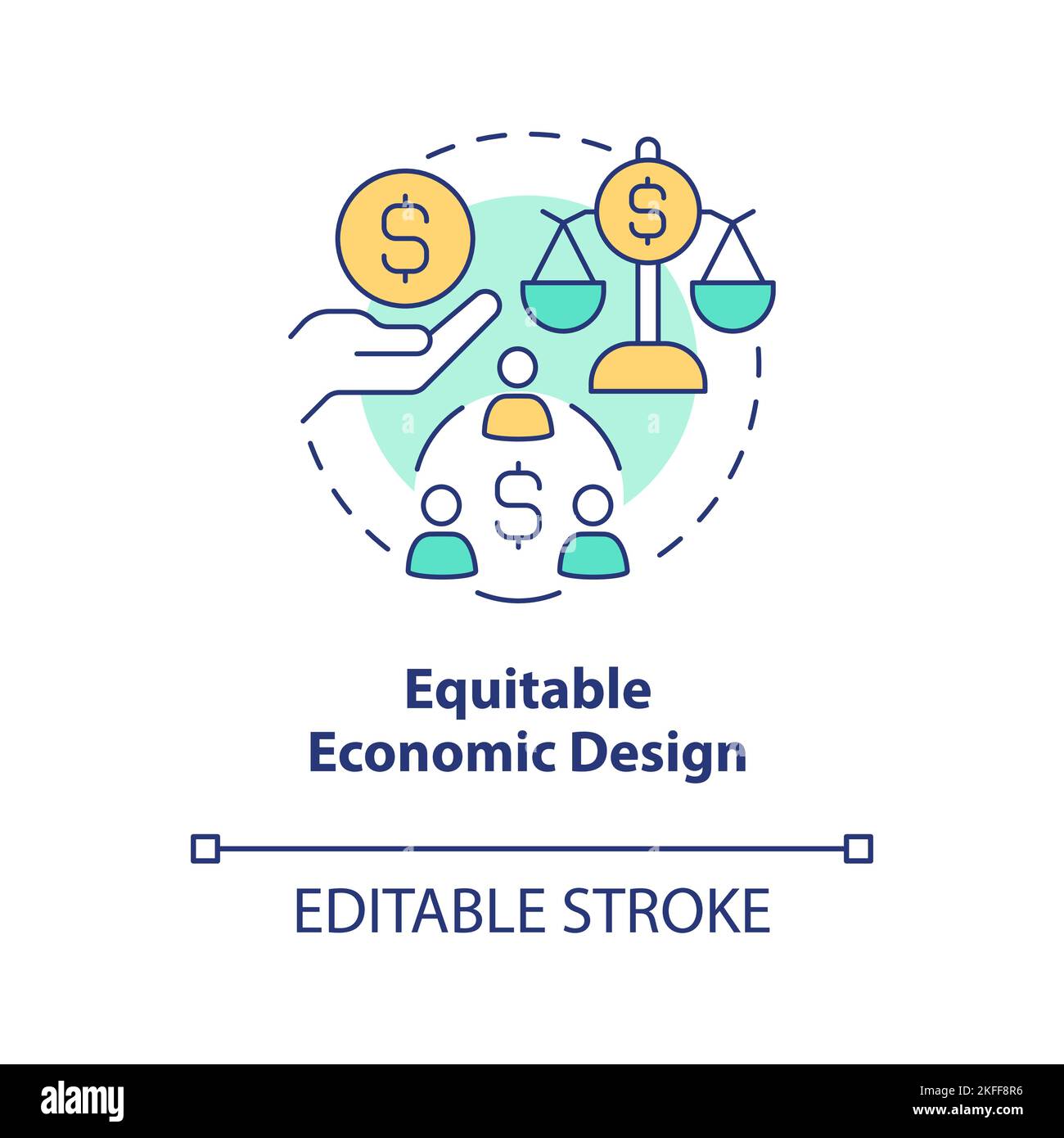 Equitable economic design concept icon Stock Vector
