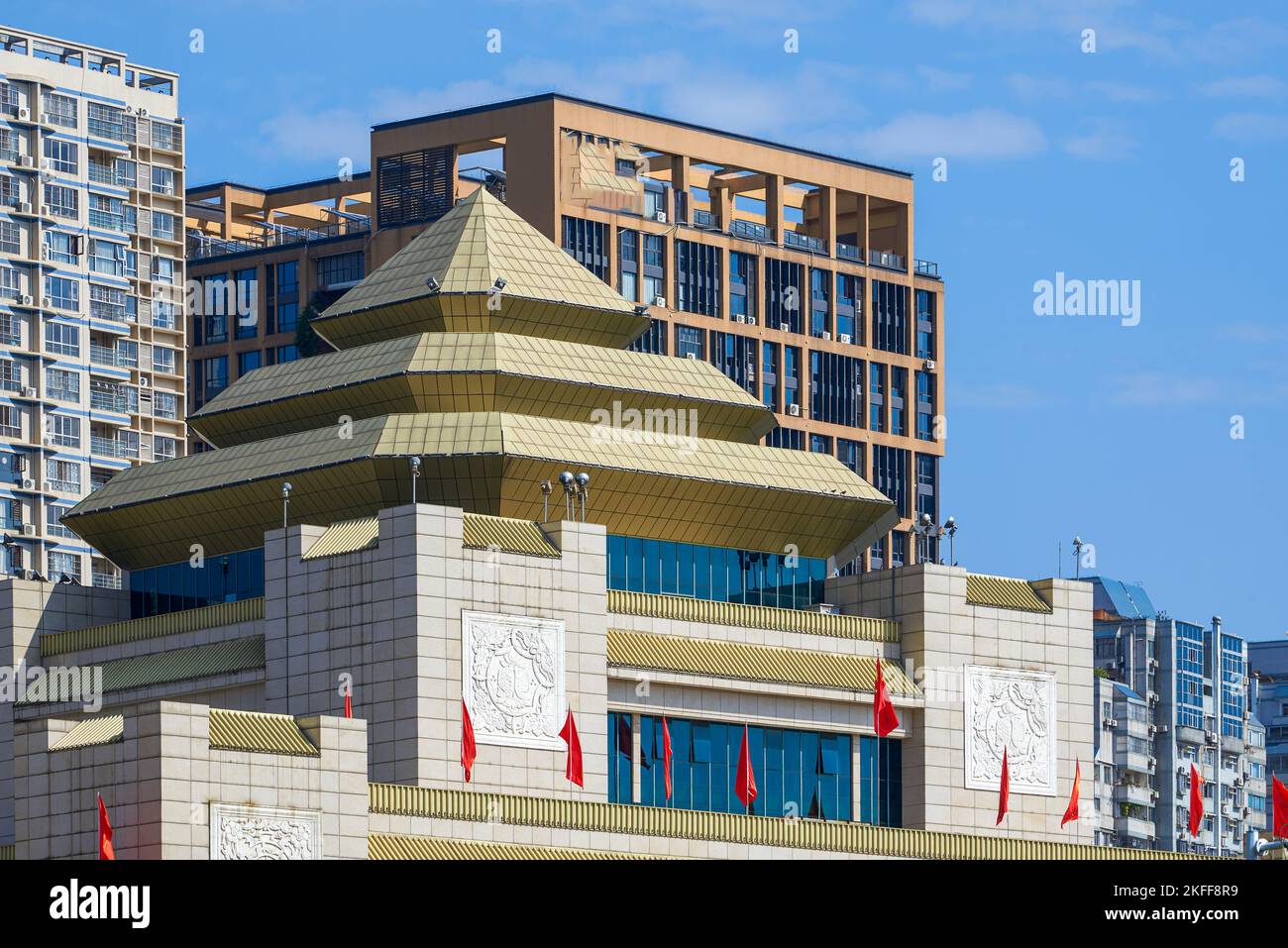 Close-up of modern ethnic buildings in Nanning, Guangxi, China Stock Photo
