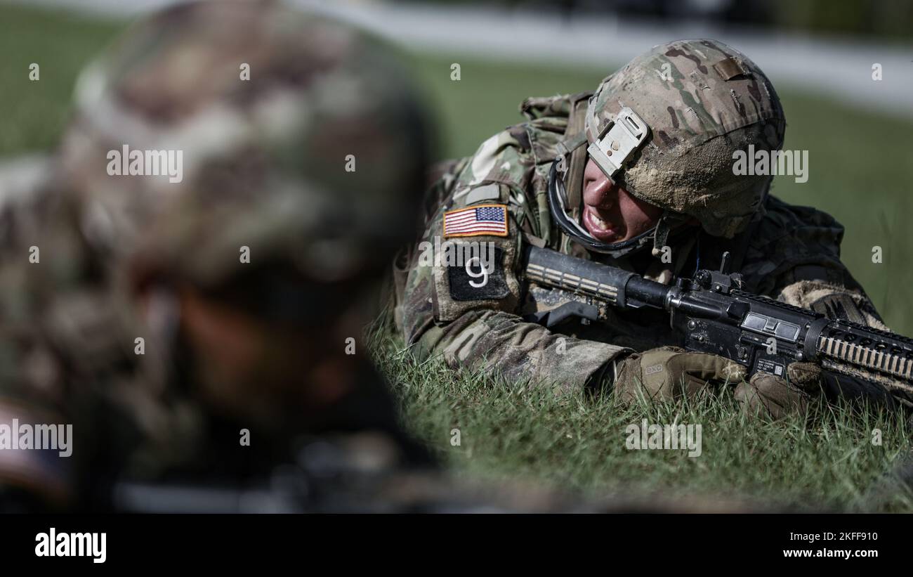 A member of Squad 9, representing Aviation Center of Excellence